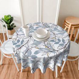 Table Cloth Floral Flowers Leaves Tablecloth Round 60 Inch Cover Waterproof Suitable For Kitchen Home Decor Picnic Outdoor