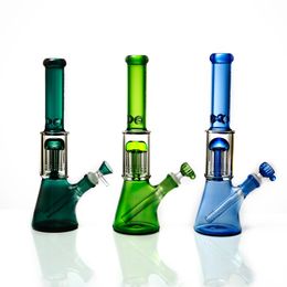 Hookah Glass Bong Water Pipe 11 Inch Three Color Beaker Bongs Ice Catcher Thick Material for Smoking with 14mm Bowl