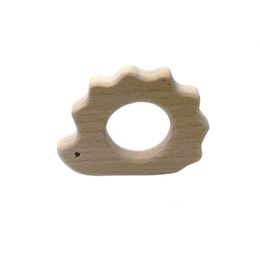 Beech Wooden Animal Hedgehog Natural Handmade Wood Teether DIY Pendant Eco-Friendly Safety Baby Teether Toys