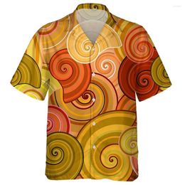 Men's Casual Shirts Summer 3D Geometric Vortex Print Hawaiian Mens Flower Swirl Pattern Colorful Loose Fashion Men Tops Oversize Streetwear