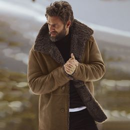 Mens Jackets Coat Windproof Outwear Lapel MidLength Thicken Fur Lined Casual Jacket Winter Velvet Overcoat jaqueta masculina 221129