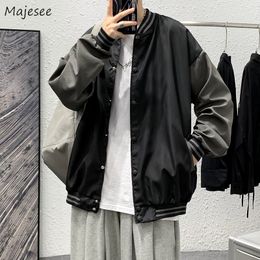 Men's Jackets Autumn Men Spliced Stand Collar Single Breasted Hip pop Baseball Outwear Harajuku Couple BF Retro Streetwear Coats M 4XL 221129