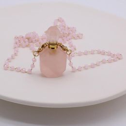 Collane a sospensione che vendono bottiglie di profumo semi-preziosa di pietra semi-preziosa rosa naturale che produce gioielli da collana di fascino fai-da-te