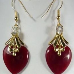 fashion Graceful Vogue New Women Red Heart stone Earrings AAA