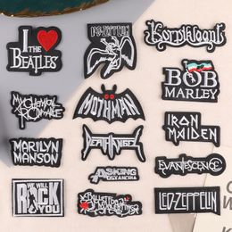 Notions Sew Iron on Patches Punk White Letter Embroidered Patch for Motorcycle Biker Jacket Cool Appliques Sticker DIY Bags Hats Jeans