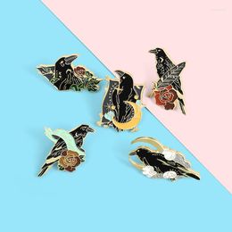 Brooches Death Punk Enamel Lapel Animal Pins Crow Badges Fashion Flower Stars Gifts For Friends Wholesale Jewellery