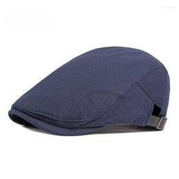 Berets Men Spring Summer Sboy Cap Solid Colour Cotton Vintage Classic Women Ivy Flatcap Cabbie Hats