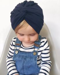 Popular Muslim Headwear Head Scarf Cotton Children Indian Bonnet Turban Hat Kids Twist Hijab Cap Headband Baby Headwrap