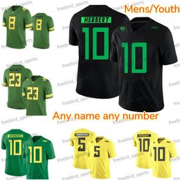 Oregon Ducks Football Jersey 10 Justin Herbert Marcus Mariota Arik Armstead Thomas Green Black Yellow Stitched College Custom Men Youth Jerseys