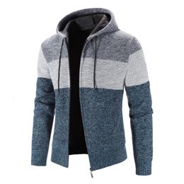 Mens Sweaters Winter Cardigan Jacket Fashion Casual Slim Hooded Fleece Warm Knitting Sweatcoats 221130