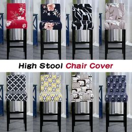 Chair Covers High Stool Cover Printed European And American Style Stretch Home El Coffee Shop Bar Counter Seat