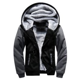 Men's Hoodies Sweatshirts Shionfa Patchwork Fleece Hoodie Winter Thick Casual Hooded Cardigan Fashion Bomber Fur Jackets Zipper Coat 5xl 221130