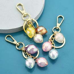 Acrylic Faceted Gems Three-piece Keychain Pendant Car Key Accessories Key Ring Women Girls Small Gifts