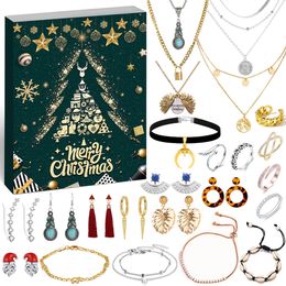 Christmas Decorations Jewellery Advent Calendar for Women Girls 24 Surprises with Necklace Earrings Rings Bracelets Anklet Jewelry 221130