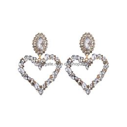 Dangle Chandelier Fashion Jewellery Exaggerated Peach Heart Diamond Earrings Colorf Rhinstone Dangle Stud Drop Delivery Dhztt