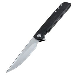 New H3810 Flipper Folding Knife 8Cr13Mov Satin Drop Point Blade Glass Fiber with Stainless Steel Handle Ball Bearing EDC Pocket Folder Knives