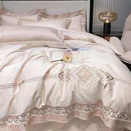 Bedding sets Luxury 1000TC Egyptian Cotton Royal Embroidery Set Satin Double Duvet Cover Bed Sheet Pillowcases Home Textile 221129