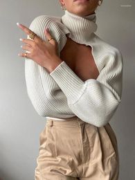 Women's Sweaters Tossy Autumn Turtleneck Sweater Shrugs For Women Knit Long-sleeve Tops Pullover 2022 Spring Casual Crop Top Knitwear Ladies