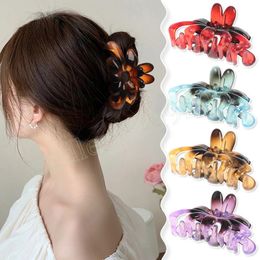 Korea Fashion Clear Gradient Flower Hair Claw Clips Non-slip Acrylic Clamps for Women Girls Hair Styling Accessories