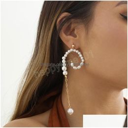 Dangle Chandelier Vintage Simple Gold Metal Earrings Women 2022 Imitation Pearl Beaded Dangle Earring Girls Fashion Birthday Jewel Dhoxb