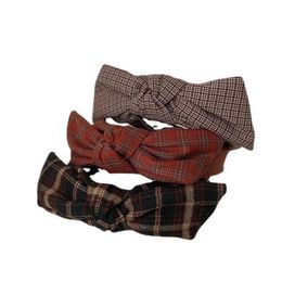 New Fashion Women Headband Big Bow Knot Hairband Women Warm Casual Turban Winter Classic Plaid Hair Accessories