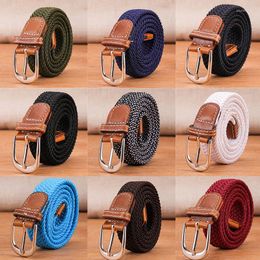 Belts Fashion Versatile Canvas Men Women Belt Metal Buckle Elastic Braided High Quality Designer