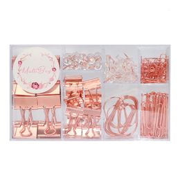 Advertising display equipment Bookmark Paper Clips Assorted Sizes Rose gold Large Paper Clips And Binder Clips Set 221130