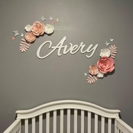 Decorative Objects Figurines Personalised Large Size Wood Name Sign 35cm 45cm 50cm Wide Options Custom Baby for Nursery 221129