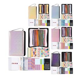 Advertising display equipment A6 Glitter Hand Zip Bag Loose Leaf Binder Notebook Inner Core Cover Note Book Planner Office Stationery Supplies 221130