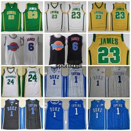 St Vincent Mary High School Irish 23 James Jersey White Green St. Patrick Kyrie Irving 1 Tune Squad Wear