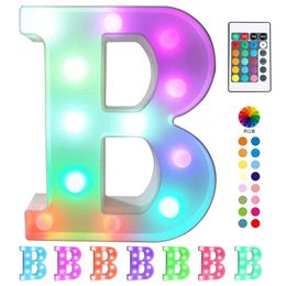 Decorative Objects Figurines 22CM DIY LED Colourful Letter Lights Birthday Confession Romantic Proposal Creative Light Remote Control bet Lamp 221129