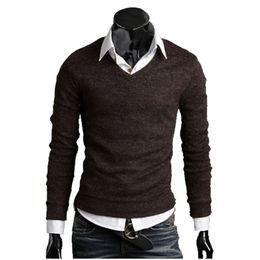 Mens Sweaters Arrival Autumn Knit Thick Plush Wool Vneck Bottoming 4 Size 6 Colors 221130