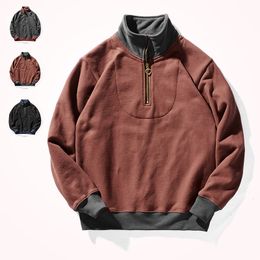 Men's Hoodies Sweatshirts Autumn and Winter American Style Fashion Turtleneck Loose Solid Colour Pullover Plus Velvet Thickened 221129