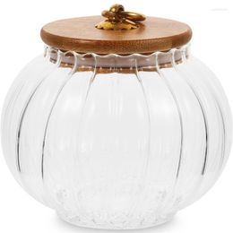 Storage Bottles Pumpkin Modelling Glass Jar Lid Airtight Sealed Clear Coffee Bean Canister Kitchen Food Container