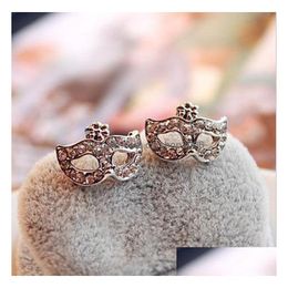 Stud Fashion Jewellery Cute Mask Earrings Rhinstone Face Maks Stud Earring Drop Delivery Dhbj6