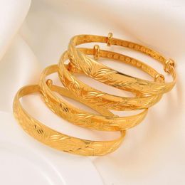 Bangle Fahion 24K Gold Free Size For Women Elegant Dubai Bride Wedding Ethiopian Bracelet Africa Party Gifts