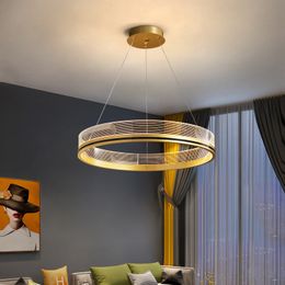 Modern light luxury living room chandelier lamp simple LED household round high-end creative personality dining room