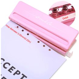 Other Home Storage Organisation Candy Colour Metal 6 Hole Punchers A4A5A6B3B4B5 Standard Leaf Paper Punch 6 Hole Adjustable Punch Planner Scrapbooking Tool 221130