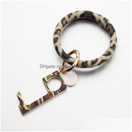 Key Rings Pu Leather Bracelet Key Ring Bangle Keyring Circle Keychain Wristlet Keyrings With Acrylic Edc Door Opener Drop Delivery Je Dhjyq