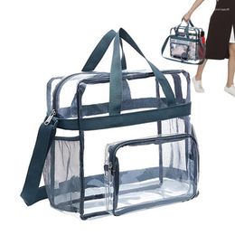 Storage Bags Clear Tote Fashion PVC Shoulder Handbag For Women Large Bag With Zipper & Pockets Stadium Festival Concert