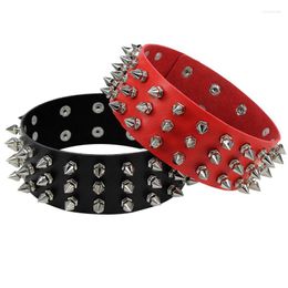 Choker Fashion Harajaku Three Rows Metal Spike Rock Gothic Chokers PU Leather Necklace Collar Nightclub Rivets Jewellery