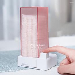 Storage Boxes Cotton Pad Holder Press Button Dispenser Transparent Body Stain-proof Bedroom Dresser Makeup Pads Box