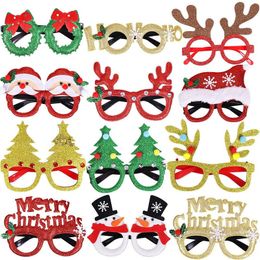 Christmas Decorations 12Pcs Glasses Glitter Party Frames Decoration Costume Eyeglasses for Parties Holiday Favor 221130