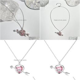 Pendant Necklaces Fashion Jewelry Arrow Heart Pink Love Pendant Necklace Women Choker Necklaces Drop Delivery Pendants Dhiya