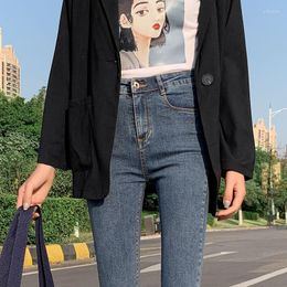 Women's Jeans Summer High Waisted Women For Spring Fashion Slim Black Autumn Pencil Ankle-length Pants Elastic Femme