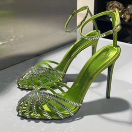 Alevi Milano sandali con tacco alto cinturini incrostati di cristalli spool designer party Dress shoewomen's 11CM scarpe da strada di lusso in stile fabbrica calzature 35--41size