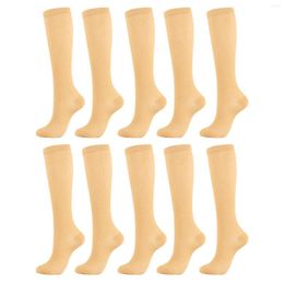 Sports Socks 5pairs Men Women Nurses For Running Knee High Hiking Flight Stockings Travel Compression Pregnancy Non Slip