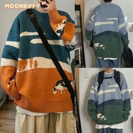 Mens Sweaters Youth Men Cows Vintage Winter Pullover ONeck Korean Fashions Sweater Women Casual Harajuku Clothes 221130