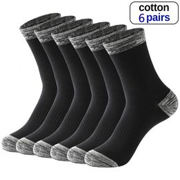 Mens Socks 6 Pair Winter Men Cotton Black Leisure Business Long Walking Running Hiking Thermal For Male Plus Size 3848 221130