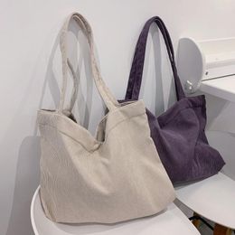 Evening Bags Canvas Corduroy Shoppers Shoulder Tote For Women 2022 Girls Purses Handbags Female Casual Wallets Large Capacity Schoolbags